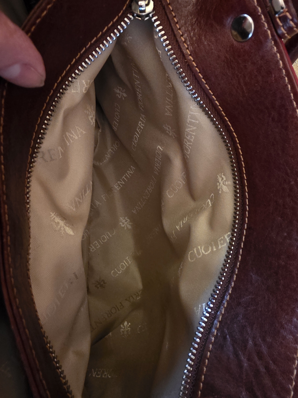Cuoieria Fiorenrina Burgundy Leather Top-Handle Tote - Picture 11 of 11